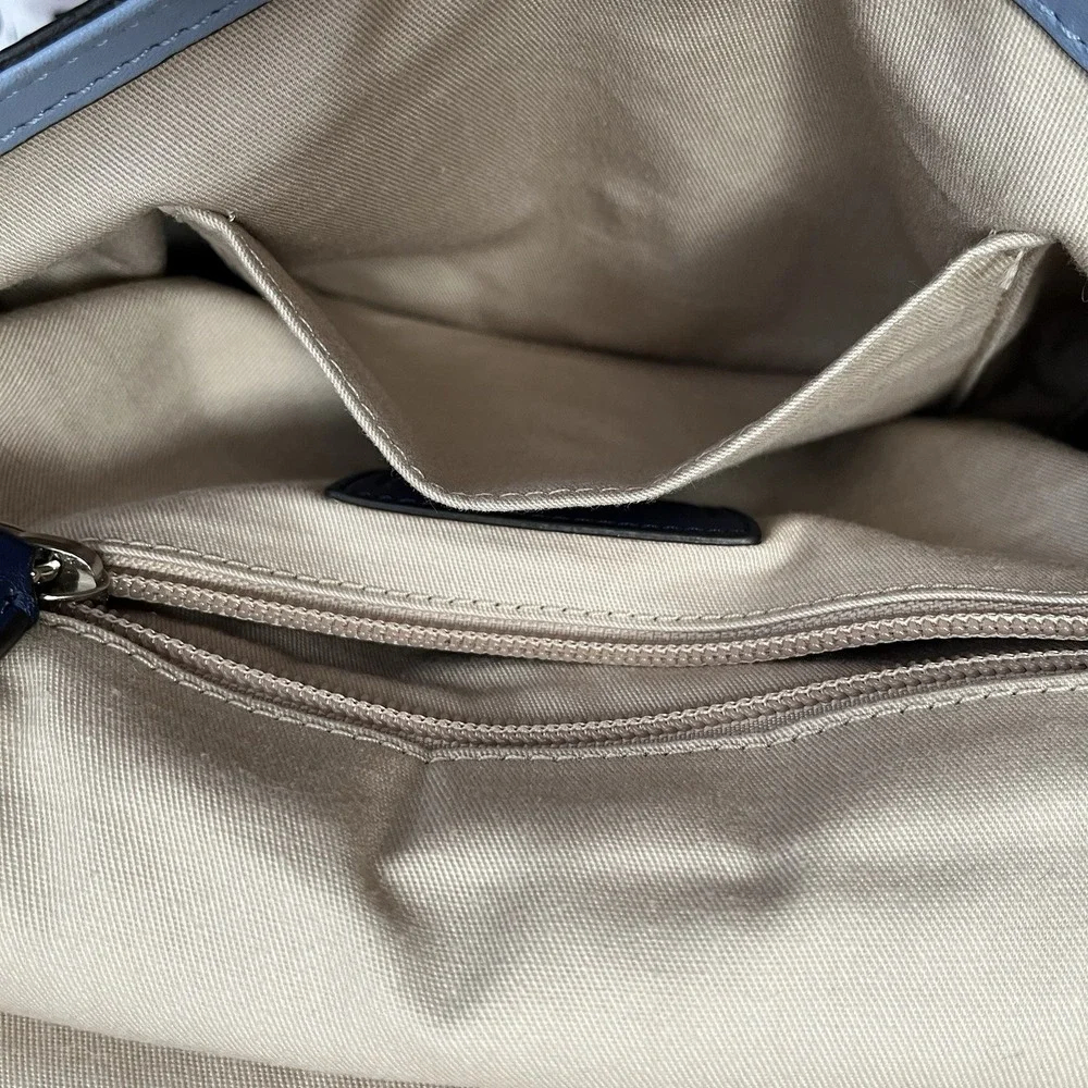 Coach Willis Archive Two Tone Navy Blue Leather Saddle Shoulder Bag 22409